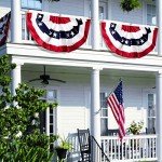 TURNMEON 2 Pack 3x6 Feet Large American Flags Bunting Patriotic Stars Stripes Pleated Fan USA Flag Banners Red White Blue Decorations for Memorial Day, 4th of July, Independence Day, National Day