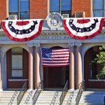 TURNMEON 2 Pack 3x6 Feet Large American Flags Bunting Patriotic Stars Stripes Pleated Fan USA Flag Banners Red White Blue Decorations for Memorial Day, 4th of July, Independence Day, National Day