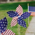 4th of July Decorations - Fourth of July Deals - 36 Patriotic Stars and Stripes Pinwheels & Flags - 4th of July Decor Accessories Outdoor for Independence Day Parade Table Party Supplies Home Yard Garden