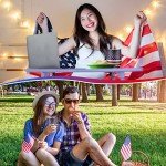 4 Pieces 4th of July USA Patriotic Wine Tumbler with Lid Straw Brush American Flag Stars Stripes Travel Mug 12 oz Vacuum Insulated Stainless Steel Coffee Mug for Memorial Independence Day Veteran