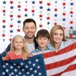 8 Strands Patriotic Star Garland Streamers Banner 4th of July Decorations Red White and Blue Garland Patriotic Decorations Memorial Day Veterans Day Labor Day Decor
