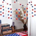 8 Strands Patriotic Star Garland Streamers Banner 4th of July Decorations Red White and Blue Garland Patriotic Decorations Memorial Day Veterans Day Labor Day Decor