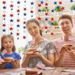 8 Strands Patriotic Star Garland Streamers Banner 4th of July Decorations Red White and Blue Garland Patriotic Decorations Memorial Day Veterans Day Labor Day Decor