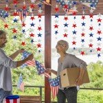 8 Strands Patriotic Star Garland Streamers Banner 4th of July Decorations Red White and Blue Garland Patriotic Decorations Memorial Day Veterans Day Labor Day Decor