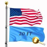 Wphold 20FT Telescopic Flag Pole Kit: Extra Thick Aluminum Outdoor Flagpole, Silver Heavy Duty Flag Poles for Outside House with 3x5 American Flag