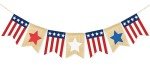 VILIFEVER Red White and Blue Star Banner 4th of July Decorations, American Independence Day Stripe Bunting USA Flag Garland Patriotic Decorations Parade Floats Party Decor