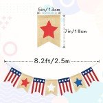 VILIFEVER Red White and Blue Star Banner 4th of July Decorations, American Independence Day Stripe Bunting USA Flag Garland Patriotic Decorations Parade Floats Party Decor