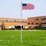 Wphold 20FT Telescopic Flag Pole Kit: Extra Thick Aluminum Outdoor Flagpole, Silver Heavy Duty Flag Poles for Outside House with 3x5 American Flag