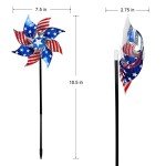 Hausse 10 Pack Reflective Pinwheels Patriotic Decorations, American Flag on Stick Wind Spinner with Stake for Independence Day, Memorial Day July of 4th Party Supplies, Scare Birds Repellent Devices