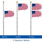 Wphold 20FT Telescopic Flag Pole Kit: Extra Thick Aluminum Outdoor Flagpole, Silver Heavy Duty Flag Poles for Outside House with 3x5 American Flag