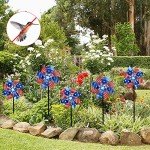 Hausse 10 Pack Reflective Pinwheels Patriotic Decorations, American Flag on Stick Wind Spinner with Stake for Independence Day, Memorial Day July of 4th Party Supplies, Scare Birds Repellent Devices