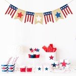 VILIFEVER Red White and Blue Star Banner 4th of July Decorations, American Independence Day Stripe Bunting USA Flag Garland Patriotic Decorations Parade Floats Party Decor