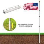 Wphold 20FT Telescopic Flag Pole Kit: Extra Thick Aluminum Outdoor Flagpole, Silver Heavy Duty Flag Poles for Outside House with 3x5 American Flag