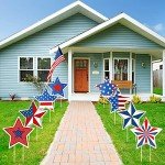 Jetec 4th of July Yard Signs Patriotic Stars Yard Sign Independence Day Outdoor Pathway Decoration with Stakes Waterproof Corrugated Lawn Independence Day Party Supplies, 8 Styles(8 Pieces)