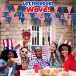100 Ft. x 18" Stars & Stripes Patriotic USA Plastic Pennant Hanging Banner Decoration, Great for Memorial Day, 4th of July, Veterans Day and any Patriotic Event