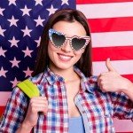 JUSTOTRY 2Pcs 4th of July Sunglasses, Red White and Blue Heart Shaped Glasses with Rhinestone Patriotic Decorations Forth of July Party Accessories for Men Women Children