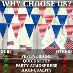 100 Ft. x 18" Stars & Stripes Patriotic USA Plastic Pennant Hanging Banner Decoration, Great for Memorial Day, 4th of July, Veterans Day and any Patriotic Event