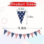 VILIFEVER 2 Pieces American Flag Pennant Banner Patriotic Fourth of July Decorations, Stars and Stripes Bunting Garland American Independence Day National Day Memorial Day Party Supplies