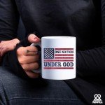 One Nation Under God Patriotism Christian Inspirational Motivational Gifts US Flag For Patriotic Novelty Drinkware Coffee Ceramic Mug 11 oz White