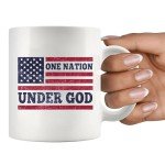 One Nation Under God Patriotism Christian Inspirational Motivational Gifts US Flag For Patriotic Novelty Drinkware Coffee Ceramic Mug 11 oz White