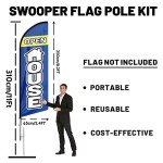 QSUM Swooper Flag Pole Kit, 11ft Windless Swooper Flagpole Fits 8ft Flags with Stainless Aluminum Alloy, Heavy Duty Ground Stake Base, for Outdoor Business Advertising
