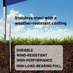 QSUM Swooper Flag Pole Kit, 11ft Windless Swooper Flagpole Fits 8ft Flags with Stainless Aluminum Alloy, Heavy Duty Ground Stake Base, for Outdoor Business Advertising