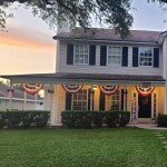 2x4 Ft American Bunting Flags for Outside, 4th of July Outdoor Decorations Patriotic Banner, Pleated Half Fan Flag Swag for Porch, Eaves (Set of 4)