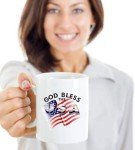 LDSINC God Bless The USA Ceramic Mug - Patriotic American Flag Design - Ideal for Coffee & Tea - Durable Gift for Patriots