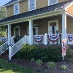 2x4 Ft American Bunting Flags for Outside, 4th of July Outdoor Decorations Patriotic Banner, Pleated Half Fan Flag Swag for Porch, Eaves (Set of 4)