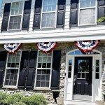 2x4 Ft American Bunting Flags for Outside, 4th of July Outdoor Decorations Patriotic Banner, Pleated Half Fan Flag Swag for Porch, Eaves (Set of 4)