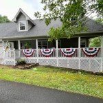 2x4 Ft American Bunting Flags for Outside, 4th of July Outdoor Decorations Patriotic Banner, Pleated Half Fan Flag Swag for Porch, Eaves (Set of 4)