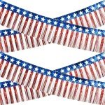 4th of July Decorations - 2 Pack Patriotic Red White and Blue Streamer for Memorial Day | Fourth of July Accessories Party Favors for Outdoor Outside Home - American Flag Banner Backdrop Decor,10 FT