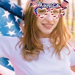 Gushijieju 4th of July Party Accessories American Flag Sunglasses Red White and Blue USA Glasses 4th of July Decorations Photobooth Props for Patriotic Party in the USA Favors Decorations 8Pcs