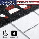 Pinkunn Patriotic Yard Sign Large with Stakes American USA Flag God Bless American Decorations Outdoors 25 x 16 in 4th of July Yard Decor Red White and Blue Metal Lawn Sign Independence Day Garden