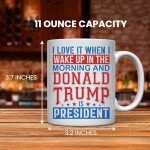 Novelty Coffee Mug - “I Love It When I Wake Up” - 11oz Ceramic POTUS-Themed Cup - 45th/47th President Commemorative Coffee Mug - Patriotic Gift for Conservatives, Republican and MAGA Supporters