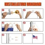 NELXINJO 20FT Sectional Flag Pole Kit, Heavy Duty Aluminum Outdoor In-Ground Flagpole, Gold Ball Top, 3x5 USA Flag for Residential commercial Outdoor Garden(20FT, Silver)