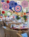 33PCS 4th/Fourth of July Memorial Day Decorations, Patriotic Decorations Outdoor Indoor Office USA Banner Red White Blue Star Streamer Hanging Swirls Veterans Day Decor for Independence Day