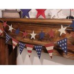 4th of July Garland Decorations, 2Pcs Stars Red and Blue Triangle Rustic Fourth of July Patriotic Garland, Vintage Farmhouse Independence Day Banner for Veterans Memorial Day Mantel Wall Home Indoor