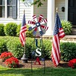 TERESA'S COLLECTIONS 4th of July Decorations for Outdoor Decor, Patriotic Memorial Day Decorations Wind Spinner Garden Yard Sign, USA Americana Windmill Decorative Stake Independence Day Gifts 26''