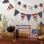 4th of July Garland Decorations, 2Pcs Stars Red and Blue Triangle Rustic Fourth of July Patriotic Garland, Vintage Farmhouse Independence Day Banner for Veterans Memorial Day Mantel Wall Home Indoor