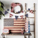 4th of July Garland Decorations, 2Pcs Stars Red and Blue Triangle Rustic Fourth of July Patriotic Garland, Vintage Farmhouse Independence Day Banner for Veterans Memorial Day Mantel Wall Home Indoor