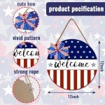 American 4th of July Door Sign Independence Day Wreath Patriotic Stars Door Hanger Memorial Day Welcome Front for Door Decor 12 Inch Outdoor