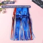 4th of July Decorations 5 Pack 10 Feet 4th of July Foil Fringe Garland Tinsel Streamers Patriotic Parade Float Fringe Star Hanging Backdrop Banner Table Skirts for Memorial Day Independence Day