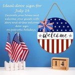 American 4th of July Door Sign Independence Day Wreath Patriotic Stars Door Hanger Memorial Day Welcome Front for Door Decor 12 Inch Outdoor
