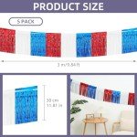 4th of July Decorations 5 Pack 10 Feet 4th of July Foil Fringe Garland Tinsel Streamers Patriotic Parade Float Fringe Star Hanging Backdrop Banner Table Skirts for Memorial Day Independence Day