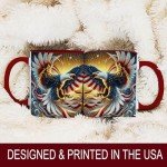 American Eagle Coffee Mug, 11oz Ceramic Patriotic Cup with Bald Eagle and USA Flag Design, Independence Day Gift for Men, Women, Veterans, Family, July 4th Drinkware, Dishwasher and Microwave Safe
