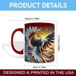 American Eagle Coffee Mug, 11oz Ceramic Patriotic Cup with Bald Eagle and USA Flag Design, Independence Day Gift for Men, Women, Veterans, Family, July 4th Drinkware, Dishwasher and Microwave Safe