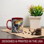 American Eagle Coffee Mug, 11oz Ceramic Patriotic Cup with Bald Eagle and USA Flag Design, Independence Day Gift for Men, Women, Veterans, Family, July 4th Drinkware, Dishwasher and Microwave Safe