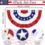 4 Pack 3x6 FT American Bunting Flag, USA Pleated Fan Flag Patriotic Half Fan Banner 4th of July Decorations Outdoor Memorial Day Decor Fourth July Independence Day Outside Red White and Blue Decor