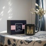 COLLECTIVE HOME - Monogram Ceramic Mug, 15oz Patriotic Letter Tea Cup, Elegant Independence Day Design, Personalized Mug for 4th of July, Ideal Gift for Him, Brother, or Father, Black (M)
